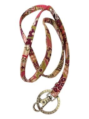 9 Vera Bradley Pink Floral Print Lanyard with Gold-Tone Ring